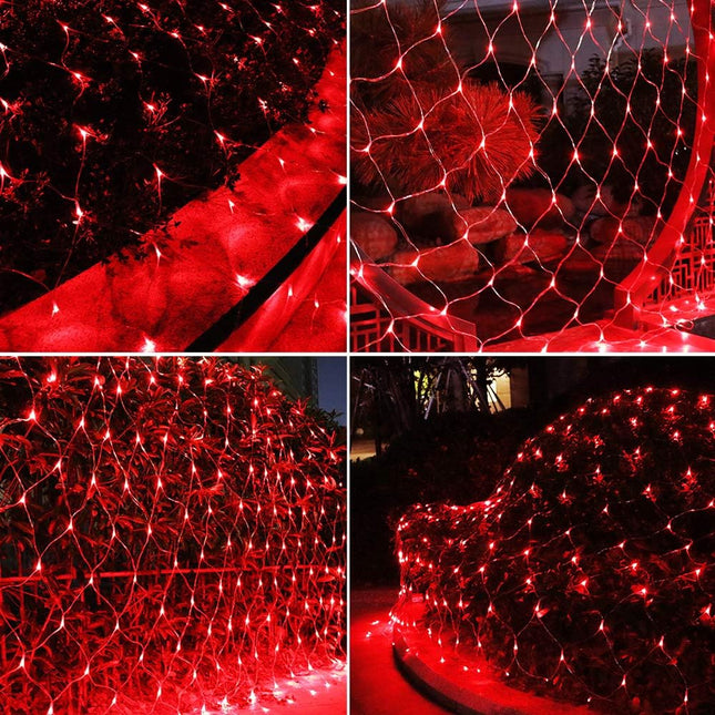Net Light Christmas Lights Red, Tree Mesh Lights Outdoor Plug in Hanging String Lights for Xmas, Halloween, Garden, Walkway, Bushes Decor-9.8ft x 6.6ft(Red)