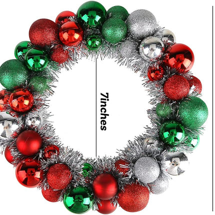 HAKACC Christmas Decor Ball Wreath, 13 Inches Red and Green Ornament Wreath Garland Decoration for Christmas Festival Celebration Door Window Wall Home Theme Party Decoration