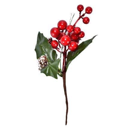 Boutique 12 Red Berry and Pine Cone Christmas Picks with Holly Branches for Holiday Decorations Great Addition to Any Christmas Decor Crafts, Wreath, Garland or Tree
