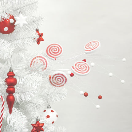 KI Store Red and White Christmas Tree Spray Set of 18 Candy Lollipop Tree Picks Christmas Tree Decorations for Xmas Tree Wreath Garland Decor