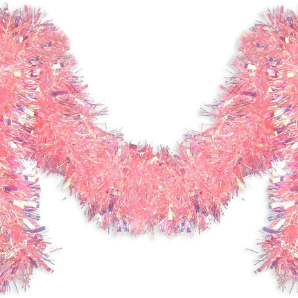 Pink Tinsel Garland for Christmas Tree Decorations Wedding Birthday Party Supplies 17 Feet