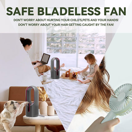 Misby Desk Fan, Bladeless Desk Fan With 3Speed Options, Quiet Cooling, Touch Control Personal Fan For Desk Home, Office, Bedroom