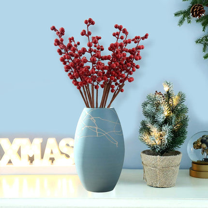 12 Pack Artificial Red Berry Stems Branches, Fake Burgundy Berry Picks Holly Berries for Christmas Tree Xmas Valenintes Wreath Decorations Floral Arrangements Home Holiday DIY Crafts Decor