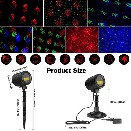 Laser Projector Lights Outdoor, Moving Red Green Blue Laser Projection Light with RF Control, Outdoor Waterproof Decorative Light for Garden Halloween Christmas Year