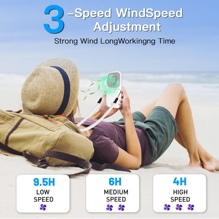 Aicase Handheld Portable Mini Fan Small Battery Operated Fan 6 In 1 Personal Fan 3000 Mah Usb Rechargeable,3 Speed Adjustable