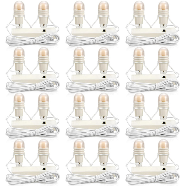 Roowest 12 Pack Accessory Cord with 2 LED Light Bulbs 6 Ft Warm Light Accessories for Halloween Christmas Village House Decorations Indoor DIY Crafts Salt Lamp Pumpkin Lights Decors