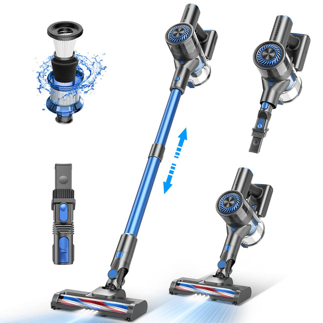 Vacuum Cleaners For Home, Cordless Vacuum Cleaner With 80000 Rpm Highspeed Brushless Motor, 2600Mah Powerful , 5 Stages High Efficiency Filtration, Up To 40 Mins Runtimedeep Blue