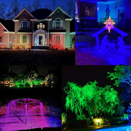 Color LED Outdoor Landscape Spotlight with Strobe Lighting - Waterproof Remote Spot Lights for Yard Tree House Halloween Christmas Lighting, 120V 10W