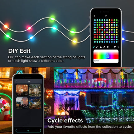 BTF-LIGHTING RGB IC WS2812B USB Twinkle Smart Fairy Light String 32.8FT 100pixel Transparent Wire Music Bluetooth Mesh APP IR Remote DIY Control Sync Color Chasing IP65 For Christmas Tree Bedroom DC5V