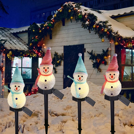 2 Pack Solar Snowman Christmas Lights, Outdoor Snowman Lights with Stake Solar Landscape Pathway Christmas Lights Outdoor Christmas Decorative Lights for Garden Yard Patio Porch Decor