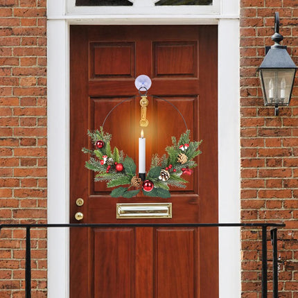 Wondise Flameless Candles with Remote and Timer Wreaths, Real Wax Battery Operated Wreaths with LED Flickering 3D Flame, Christmas for Front Door Window Holiday Christmas Decor