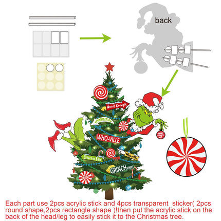 12 PCS Christmas Tree Topper,Funny Christmas Tree Ornaments Head/Legs/Signs,Christmas Decorations for Tree Home
