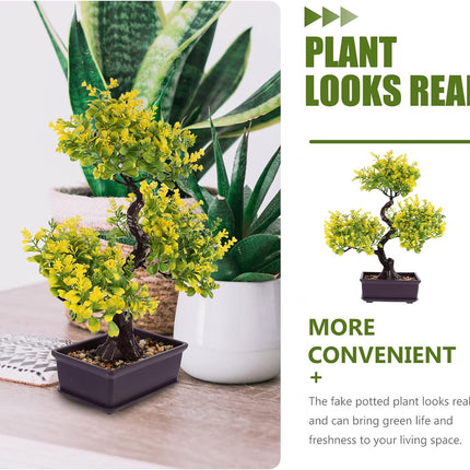 Cabilock Bonsai Tree, Artificial Tree, Artificial Bonsai Plants, Plastic Artificial Bonsai Tree, Simulation Yellow Plants Decor, Fake Plant Decor for Home Decor, Office Decor