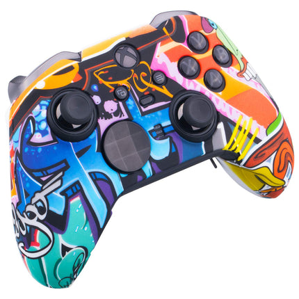 1 x Protective Customize Transfer Print Silicone Cover Skin Cartoon Paints + 6 Thumb Grips Analog Caps for Xbox Elite Series 2 Controller
