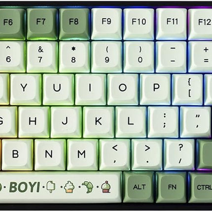 BOYI TK96 RGB Hot Swappable Wireless Matcha Keyboard,2.4Ghz/Bluetooth 5.0/Wired Keyboard N-Key Rollover Custom Gateron Yellow Switch Ergonomic Full Size Keyboard Green Gaming Keyboard