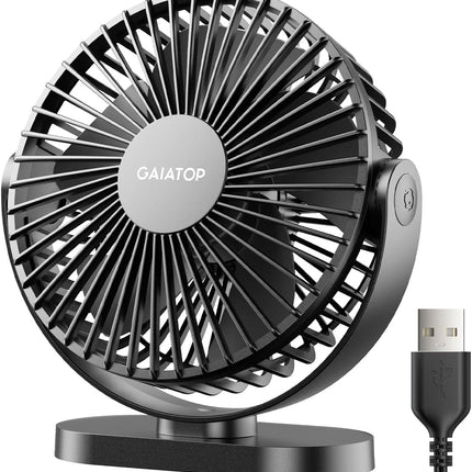 Gaiatop Usb Desk Fan, 3 Speeds Powerful Portable Fan, 5.5 Inch Quiet Cooling Mini Fan, 90° Rotate Small Table Fan With 5Ft Cable