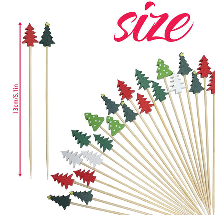 200Pcs Christmas Trees Cocktail Picks,Christmas Trees Shape Fruit Toothpick,Party Toothpicks for Appetizers Cocktail Decorations for Party Supplies