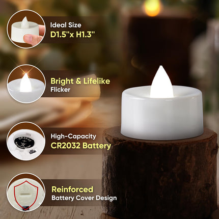 Homemory 12-Pack Timer Flameless Candles, Tea Lights Candles Battery Operated with 6h Timer, LED Tealight Candles Votive Candles for Halloween, Christmas, Wedding Table Decoration (Pure White)