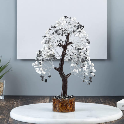 Hematite & Howlite Silver Wire Crystal Tree - Gemstone Tree of Life, Healing Crystal, Handmade Bonsai Tree, Chakra Tree, Positive Energy, Crystal Meditation Tree, Spiritual , Home Decoration