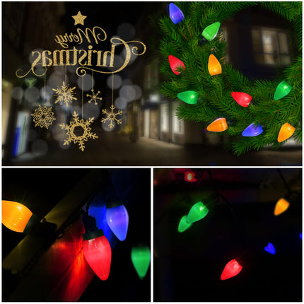 Anycosy Christmas Lights, 29.5 FT 60 LEDs C7 Battery Operated Strings Lights 8 Modes with Auto On/Off Time for Xmas Tree Garland Garden Patio Indoor Outdoor Christmas Decorations