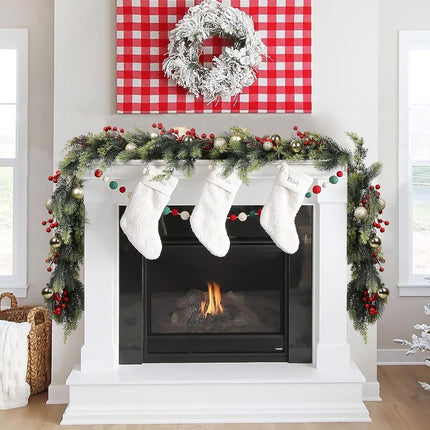 Pine Christmas Garland, 6Ft Christmas Greenery Garland Realistic Cedar Garland Cypress Garland for Holiday Mantel Fireplace Table Centerpiece Decor