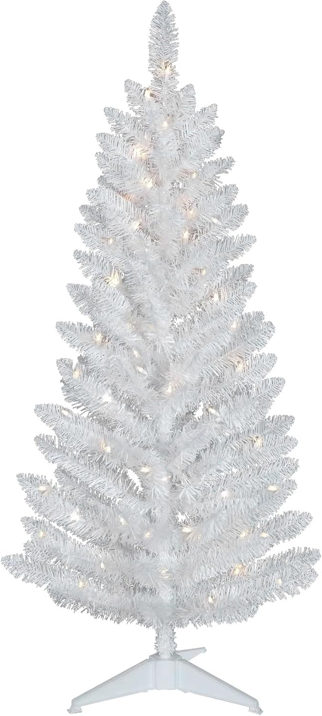 Kadunmina 3FT Pre-lit Artificial Christmas Tree, White Christmas Tree with Stand Small Christmas Tree with Lights Xmas Tree with 88 Branch Tips for Indoor and Outdoor