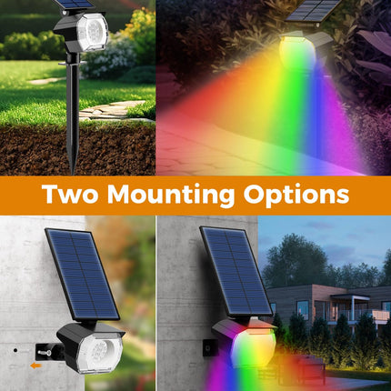 btfarm Solar Lights Outdoor Waterproof IP65-8 Pack LED Color Changing Solar Spot Light 7 Lighting Color RGB Solar Powered Spotlights, Solar Uplight for Yard Tree Landscape Garden Christmas Halloween