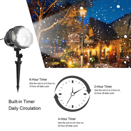 Borelor Snowfall LED Lights IP65 Waterproof Mini Christmas Snowflake Projector Lamp Indoor Outdoor Year Decoration Light with RF Remote & Timer(High Brightness)