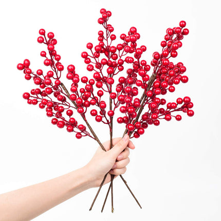 Artiflr 4 Pack Artificial Red Berry Stems Clearance, Christmas Holly Berries for Holiday Crafts and Home Decor, 17.2 Inch Red Berry Picks Christmas Tree Ornaments