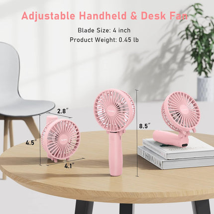 Personal Hand Held Fan 4800Mah Travel Cooling Fan Powerful Small Portable Fans Rechargeable Battery Operated Desktop Table Fan