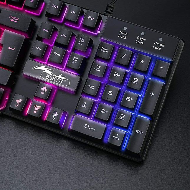 Multiple Color Rainbow LED Backlit Mechanical Feeling USB Wired Gaming Keyboard and Mouse Combo for Working or Game