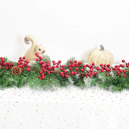 Artiflr 6FT Red Berry Garland, Flexible Artificial Red and Burgundy Berry Christmas Garland for Indoor Outdoor Home Fireplace Decoration for Winter Holiday Year Decor
