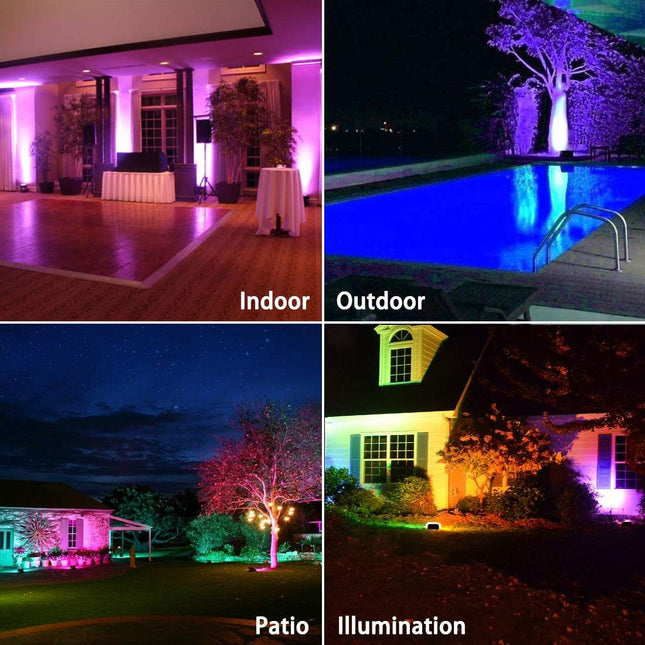 MELPO Led Flood Light Outdoor, 50W RGB Color Changing Landscape Lighting with Remote, Timing - 12 Colors - 4 Modes, IP66 Waterproof, US 3-Plug, (Pack of 2)