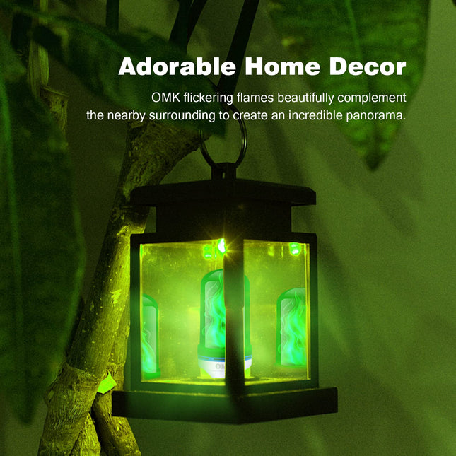 OMK - Christmas Decorations LED Flame Effect Light Bulbs - est d 4 Modes Green Fire Simulated Lamps - Holiday/Christmas s/Indoor/Outdoor Decoration Lights (2Pack)