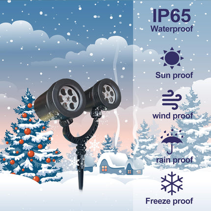 Christmas Snow Projector Outdoor, LED Snowflake Projector Snowfall Lights, IP65 Waterproof Dynamic Falling Snow Effect for Holiday Garden, Party, Halloween Landscape Decoration
