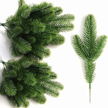 KLEWEE 60 Pcs Artificial Pine Branches, Christmas Tree Filler Branches, Realistic Faux Christmas Greenery Green Plants Pine Picks and Stems for Christmas Decorating Crafts Vase DIY Wreath Garland