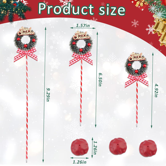 3 Pieces Christmas Table Decorations Merry Christmas Wreath Set with Buffalo Plaid Ribbon Bow Red Green Christmas Tiered Tray Decor Christmas Table Centerpieces Tabletop for Home Xmas Party Office