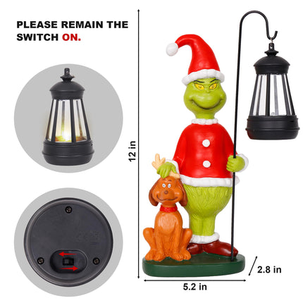 Christmas Decoration Solar Garden Statue Figurine with Light Décor for Outdoor Indoor Home Patio Porch(Style 2)