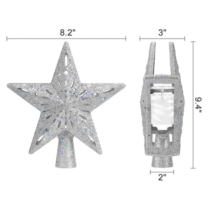 Christmas Tree Topper Lighted with 6 Projected Patterns, Christmas Star Tree Topper Built-in LED Rotating Lights, 3D Glitter Projector for Party Holiday Xmas Decorations s (Sliver)