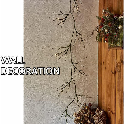 Fudios Greenery Garland with Lights for Mantle with Timer 48 LED 6FT Mossy Vine Garland Lights for Table Centerpieces Indoor Outdoor