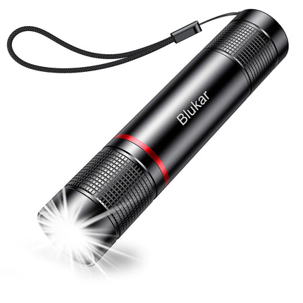 Blukar Rechargeable Flashlight, Super Bright Adjustable Focus Flashlights | 4 Lighting Modes, Long Lasting, Waterproof Small Mini LED Flash Light for Power Cuts, Emergency, Camping, Hiking, Outdoor - Black