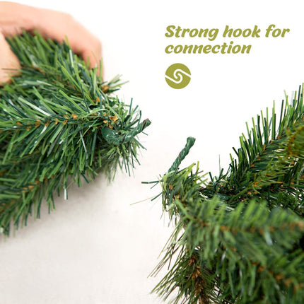 KING BIRD Pre-lit Christmas Garland, 9 FT by 12 Inch, Classic Green Christmas Garland with 50 Warm Lights 300 Branch Tips for Indoor and Outdoor Decoration