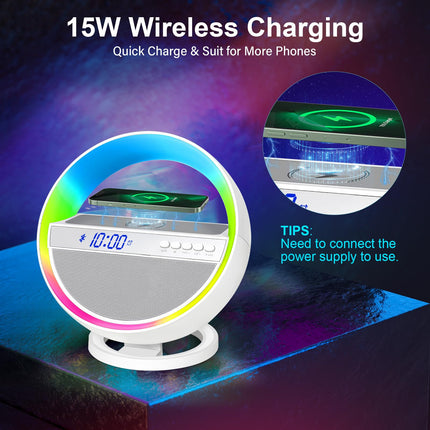 Bluetooth Speaker with Lights Wireless Charging Speaker 4 in 1 with 3-Hour Rechargeable Battery, Table lamp Christmas Birthday s for Kids