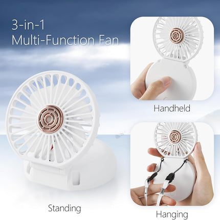 3 In 1 MultiFunction Fan, Portable Handheld Fan, Neck Fan, Mini Desk Fan, 1200Mah UltraLong Battery Life, UltraQuiet, 3Speed Wind