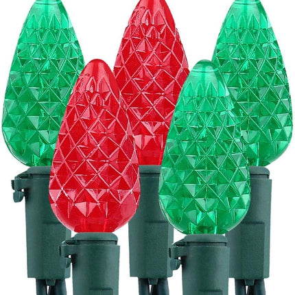 Brizled Red & Green C5 Christmas Lights, 33ft 100 LED Christmas Lights, Connectable 120V UL Mini Christmas Lights Set Faceted Xmas Lights for Chrsitmas Tree Party Roof Indoor Outdoor Decor