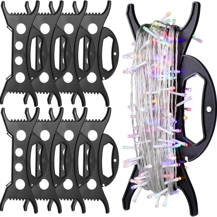 8PCS Christmas Light Storage Holder, Holiday Light Organizer Reels Plastic Rope Winder String Light Storage for Tree Lights Extension Cord Beads Garland(Black)