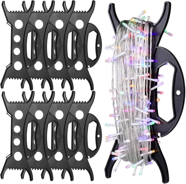 8PCS Christmas Light Storage Holder, Holiday Light Organizer Reels Plastic Rope Winder String Light Storage for Tree Lights Extension Cord Beads Garland(Black)