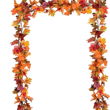 Artiflr 3 Pack Fall Maple Leaf Garland Artificial Maple Garland, Autumn Hanging Fall Leave Vines for Indoor Outdoor Wedding Thanksgiving Dinner Party Decor