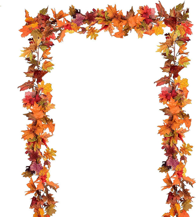Artiflr 3 Pack Fall Maple Leaf Garland Artificial Maple Garland, Autumn Hanging Fall Leave Vines for Indoor Outdoor Wedding Thanksgiving Dinner Party Decor
