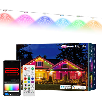 Permanent Outdoor Lights Pro, Warm White LED Christmas Eave Lights 30ft with 22 LED, Waterproof RGB Starry Eaves Lights with App/Remote for Christams, Halloween, Holiday, Party（White